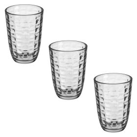   3 db-os Átlátszó Üvegpohár Készlet Méhsejt Mintával, 390 ml