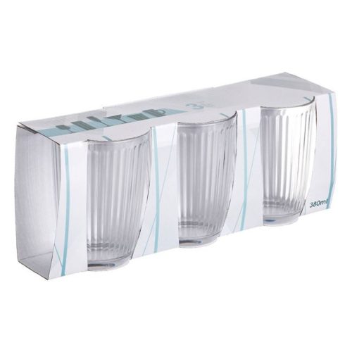 3 darabos bordázott üvegpohár készlet, 380 ml