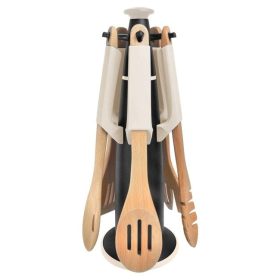   Fekete Műanyag Konyhai Eszköztartó 5 Kampóval, Ø12.5x36cm