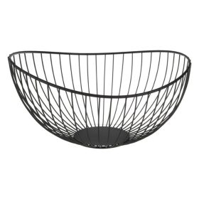   Fekete Hullámos Szélű Fém Gyümölcskosár, 29,5x29x13 cm