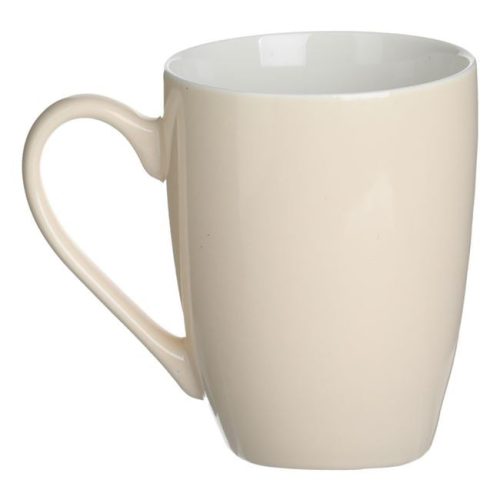 Bézs-Fehér Kerámia Bögre Dombornyomott "Coffee" Felirattal 360ml