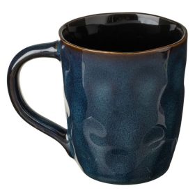   Kék-Fekete „Glaze” Kerámia Bögre Dombornyomott Mintával 330ml