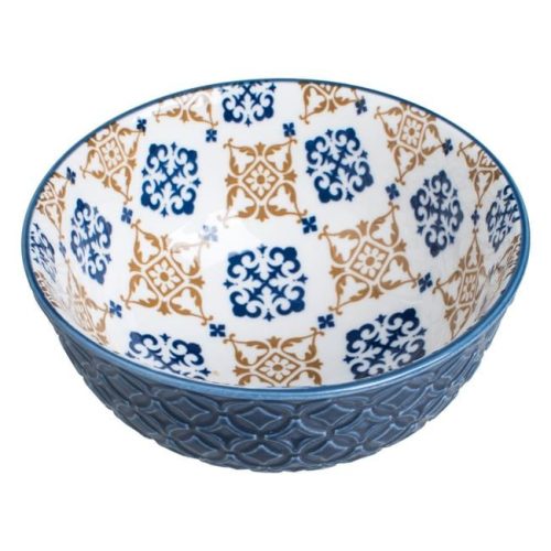 Kék Porcelán Tálka Fehér Belsővel és Mintákkal - 300ml