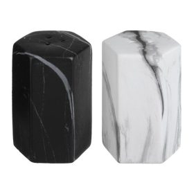   Fekete-Fehér Márványmintás Kerámia Fűszertartó Szett, 5,3x5,3x8 cm
