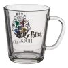 Harry Potter átlátszó háromszögletű üvegbögre címerrel, 360 ml