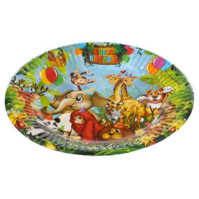   Dzsungel Állatos Party Papírtányér „Happy Birthday” mintával Ø23cm - 6db