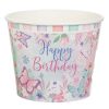 Papír Snack Pohár - Pillangós Happy Birthday Minta - Rózsaszín és Mentazöld - 1,8L