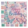 2 rétegű szalvéta Pink és Mentazöld Pillangók "Happy Birthday" 33x33cm - 20db