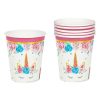 Unikornis Virágos Party Papírpohár Arany Fóliával 240ml - 6db