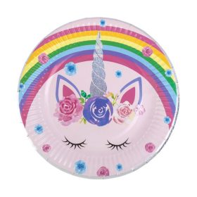   Unicorn Rainbow party papírtányér holografikus részletekkel, 23 cm - 6 db