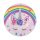 Unicorn Rainbow party papírtányér holografikus részletekkel, 23 cm - 6 db