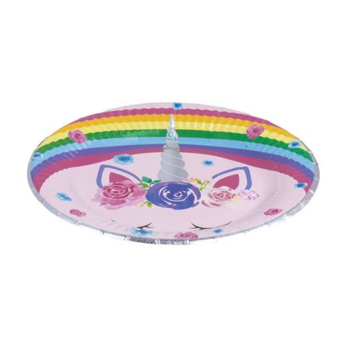 Unicorn Rainbow party papírtányér holografikus részletekkel, 23 cm - 6 db