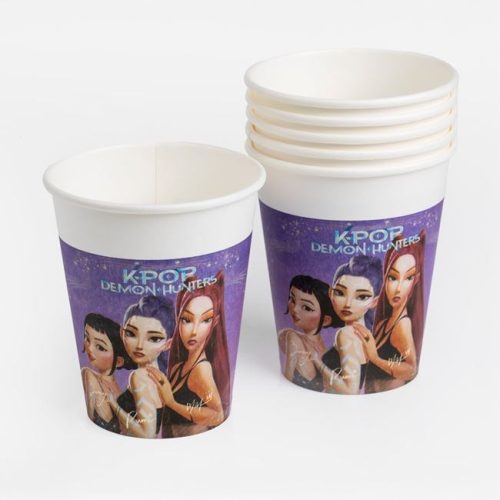 Lila K-POP Demon Hunters Papírpohár Szett - 200ml, 6 db