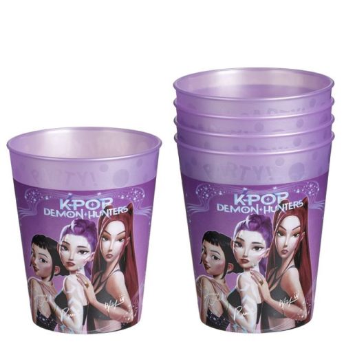 Lila K-POP Demon Hunters műanyag pohár készlet, 250ml - 4 db