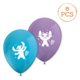 Stitch party lufi szett - kék és lila, 28 cm - 8 db