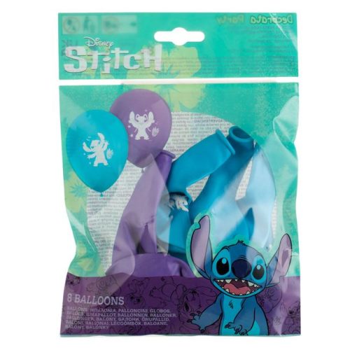 Stitch party lufi szett - kék és lila, 28 cm - 8 db