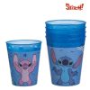 4 db-os Újrafelhasználható Műanyag Pohár Készlet, Stitch, Világoskék, 250ml