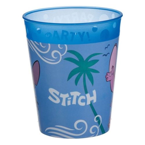 4 db-os Újrafelhasználható Műanyag Pohár Készlet, Stitch, Világoskék, 250ml
