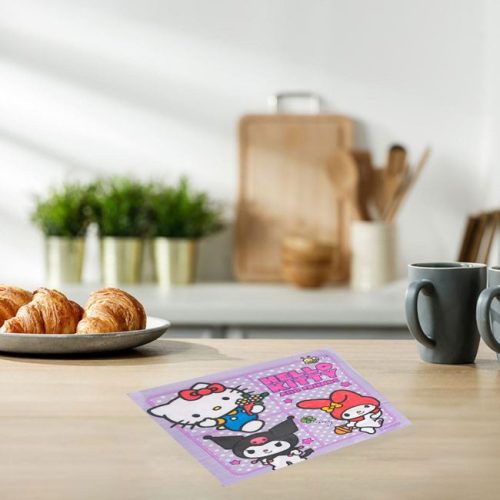 Hello Kitty & Kuromi lila pöttyös 2 rétegű parti szalvéta - 33x33 cm, 12 db