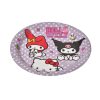 Lila pöttyös Hello Kitty & Kuromi karton papírtányér szett - 18 cm, 6 db