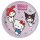 Lila pöttyös Hello Kitty és Kuromi papírtányér szett - 23 cm, 6 db
