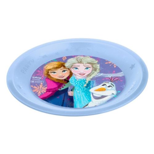 Újrafelhasználható Műanyag Parti Tányér - Frozen Jégvarázs, Világoskék, 21cm
