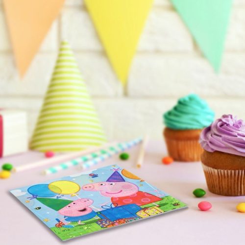 Peppa és George 2-rétegű Szülinapi Party Szalvéta 33x33cm - 12db