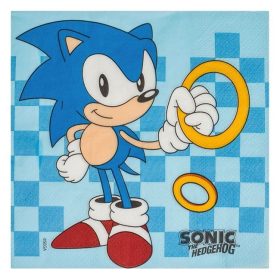   Sonic mintás kék 2 rétegű parti szalvéta - 33x33 cm, 12 db