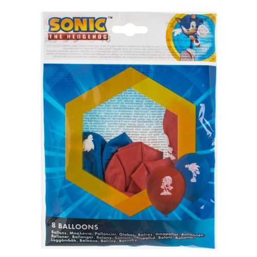 Sonic Party lufi szett, kék és piros, 28 cm - 8 db