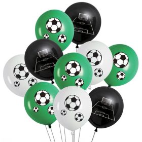 Zöld és Fehér Focis Party Lufi Szett, 30 cm - 10 db