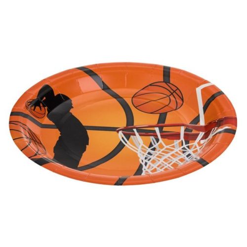 Narancssárga Kosárlabda Mintás Papírtányér Szett - 18 cm, 6 db