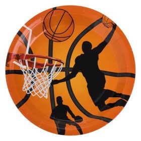   Narancssárga Kosárlabda Mintás Papírtányér Szett - 23 cm, 6 db