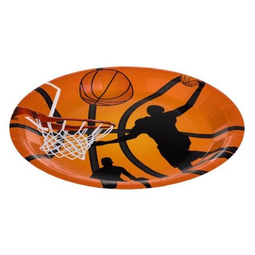 Narancssárga Kosárlabda Mintás Papírtányér Szett - 23 cm, 6 db