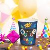 Kék „Game On” Gamer Kontroller Mintás Papírpohár - 240ml, 6 db