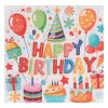2-rétegű Szalvéta 'Happy Birthday' Mintával, Ecru, Baloons & Gifts, 33x33cm - 20db