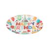 Ecru Papír Partitányér Szett - Lufik, Ajándékok és Édességek "Happy Birthday" felirattal, Ø18cm - 12db
