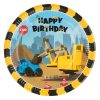 Építkezés Parti Papírtányér Szett - Kék és Sárga, Happy Birthday, 23 cm - 10 db