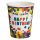 Happy Birthday Színes Építőkockás Papírpohár Szett - 240ml, 10 db