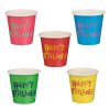 Színes Papír Party Poharak "Happy Birthday" Felirattal, 80ml - 25 db