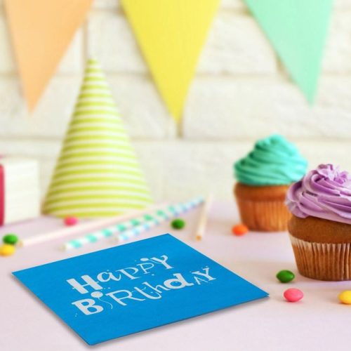 Színes Happy Birthday 2 Rétegű Party Szalvéta 33x33cm - 25db
