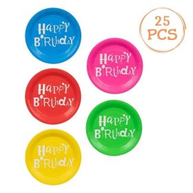 Színes Happy Birthday Partytányér 23cm - 25db