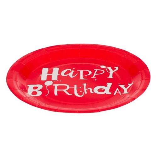 Színes Happy Birthday Partytányér 23cm - 25db
