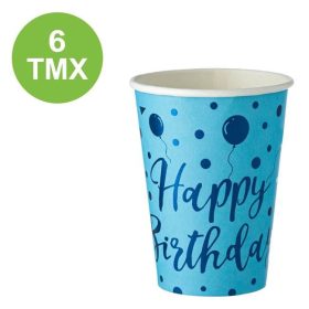   Kék Boldog Születésnapot Party Papírpohár - 270 ml - 6 db
