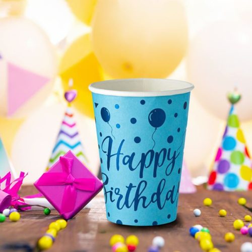 Kék Boldog Születésnapot Party Papírpohár - 270 ml - 6 db