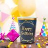 Happy Birthday Kék Papírpohár Arany Fóliás Felirattal 240ml - 6db