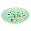 Menta zöld újrahasznosítható műanyag tányér "Happy Birthday" felirattal Ø21cm