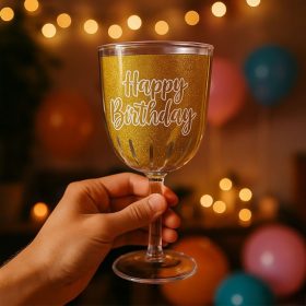   Arany Happy Birthday Duplafalú Glitteres Party Pohár, 400ml