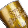 Arany Happy Birthday Duplafalú Glitteres Party Pohár, 400ml