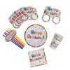Ecru Színű "Happy Birthday" Partiszett Színes Mintával - 30 részes