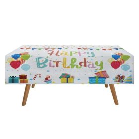 Fehér Happy Birthday műanyag terítő, 137x183 cm